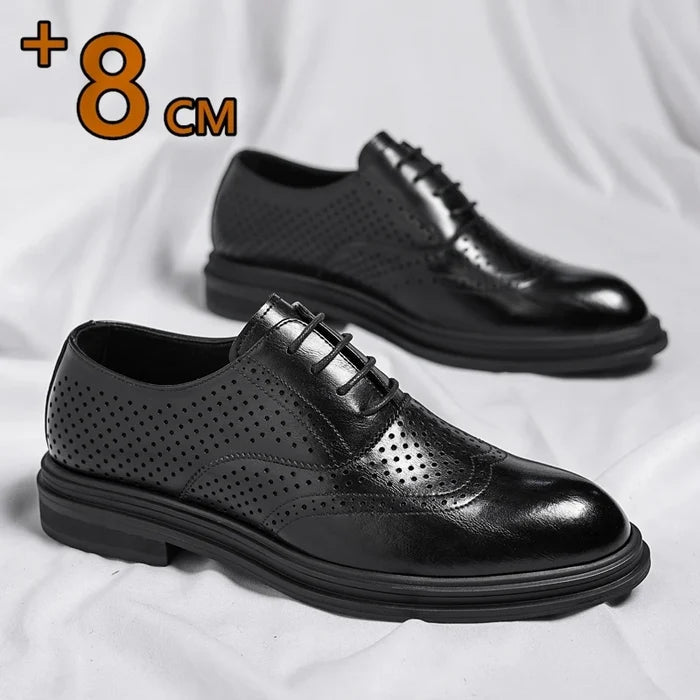 Elio Gravani Hollow Wingtip Derby Brogues with Arch Support (Height Increase 6cm/8cm)