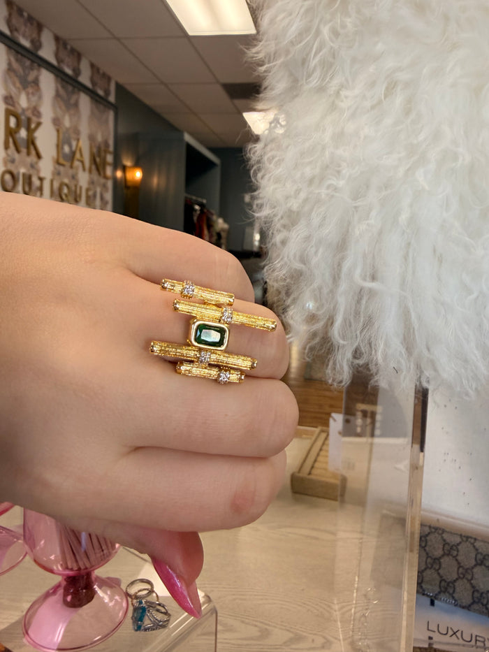 emerald bamboo ring large