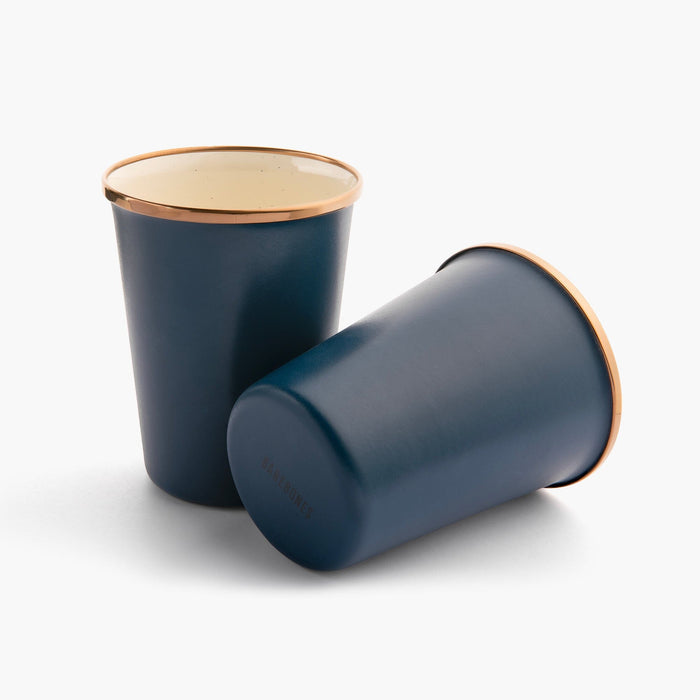 Enamel 2-Tone Tall Cup Set Indigo Blue