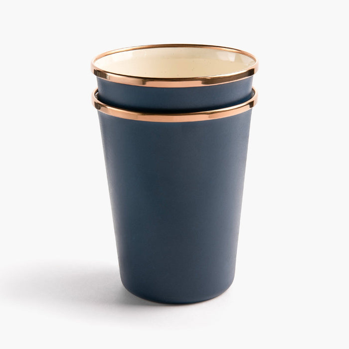 Enamel 2-Tone Tall Cup Set Indigo Blue