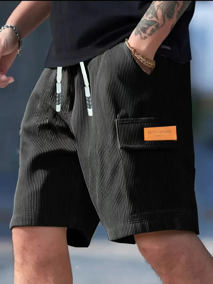 Enzo Basso Men’s Corduroy Drawstring Casual Shorts