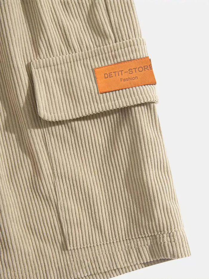 Enzo Basso Men’s Corduroy Drawstring Casual Shorts