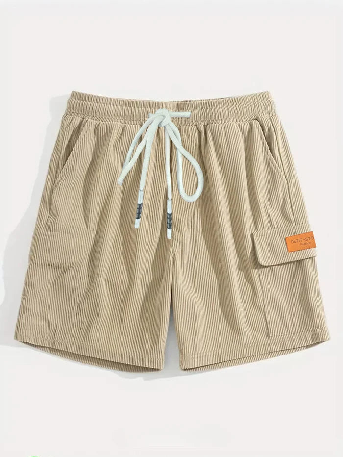 Enzo Basso Men’s Corduroy Drawstring Casual Shorts