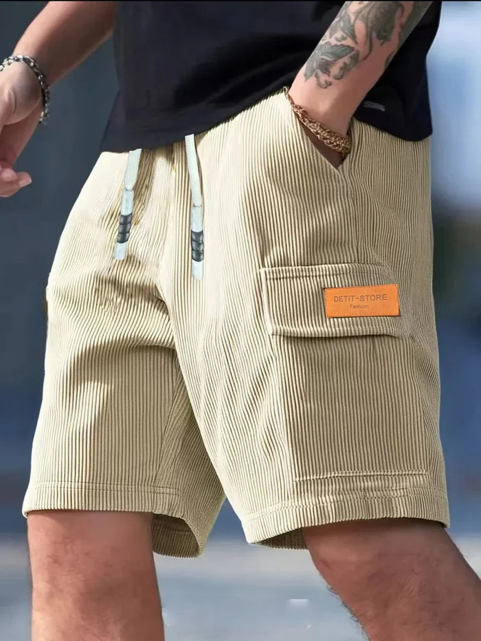 Enzo Basso Men’s Corduroy Drawstring Casual Shorts