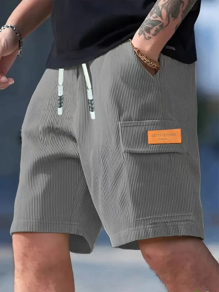 Enzo Basso Men’s Corduroy Drawstring Casual Shorts