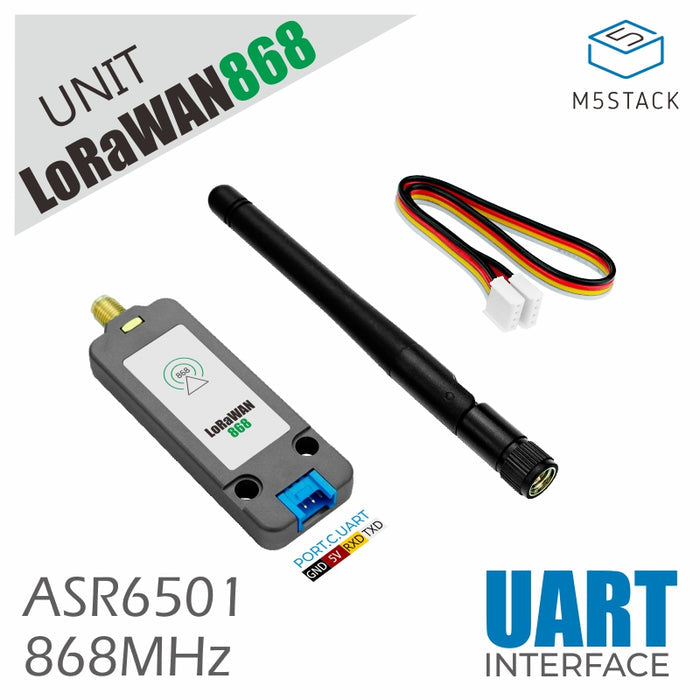 LoRaWAN UNIT 868MHz (ASR6501) with Antenna - m5stack-store