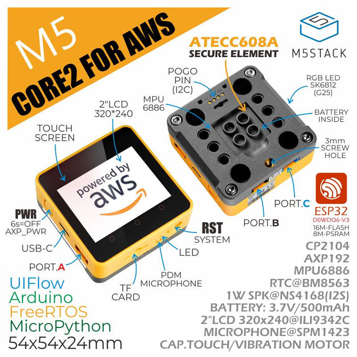 M5Stack Core2 ESP32 IoT Development Kit for AWS IoT EduKit - m5stack-store