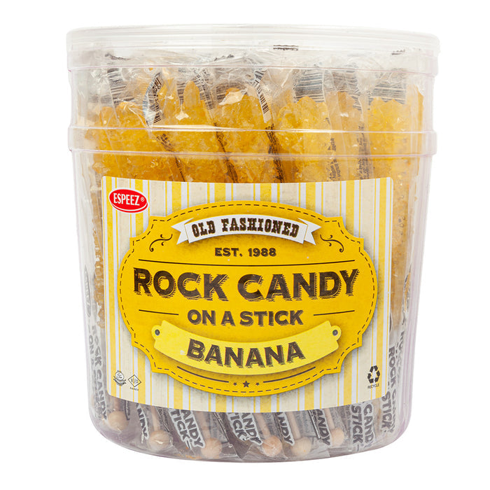 Espeez Banana Rock Candy Crystal Sticks - 36 Count Tub