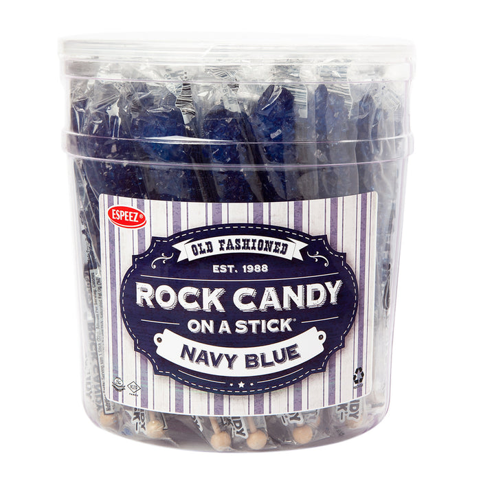 Espeez Blueberry Navy Blue Rock Candy Sticks - 36 Count