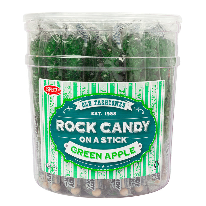 Espeez Green Apple Rock Candy Sticks Jar - 36 Count