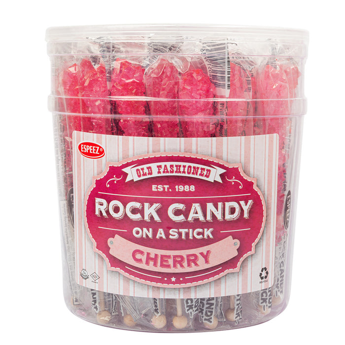 Espeez Pink Cherry Rock Candy Crystal Sticks - 36 Count Tubs