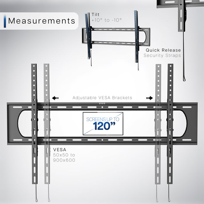 A black heavy duty tilting TV wall mount designed for extra large screens.