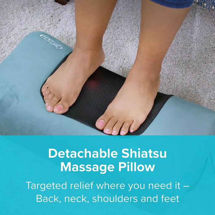 Detachable Shiatsu Massage Pillow with feet on a textured surface