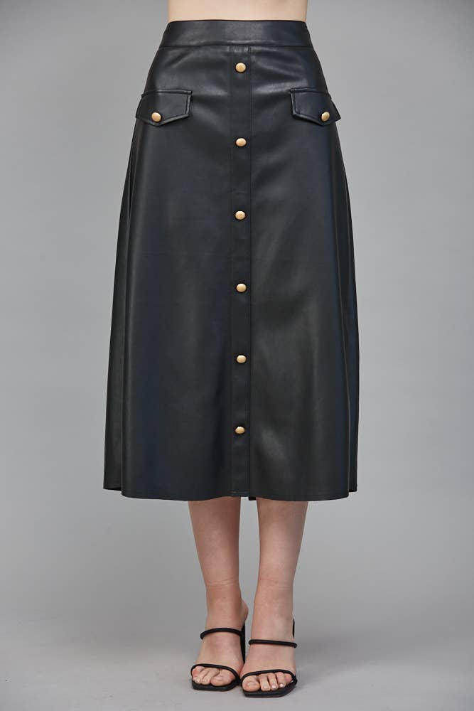 FAUX LEATHER SKIRT BLACK