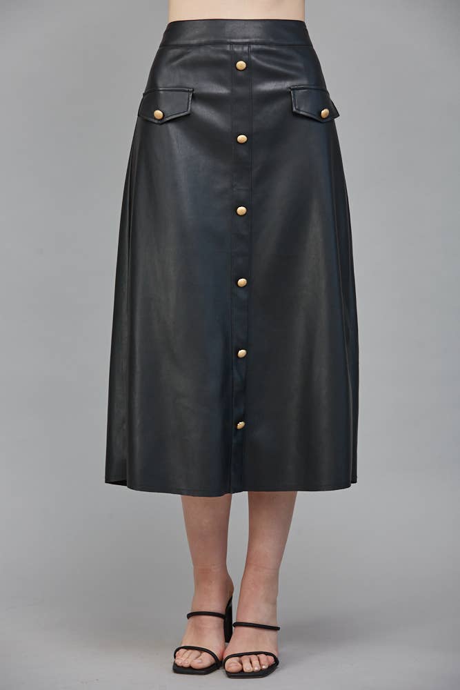 FAUX LEATHER SKIRT BLACK