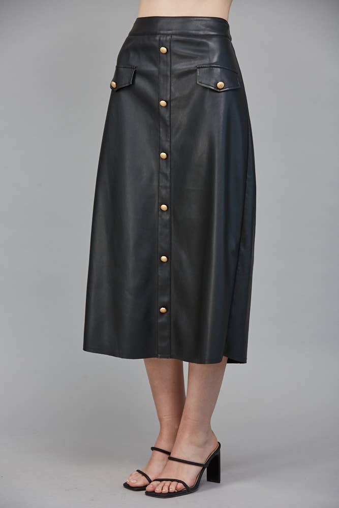 FAUX LEATHER SKIRT BLACK