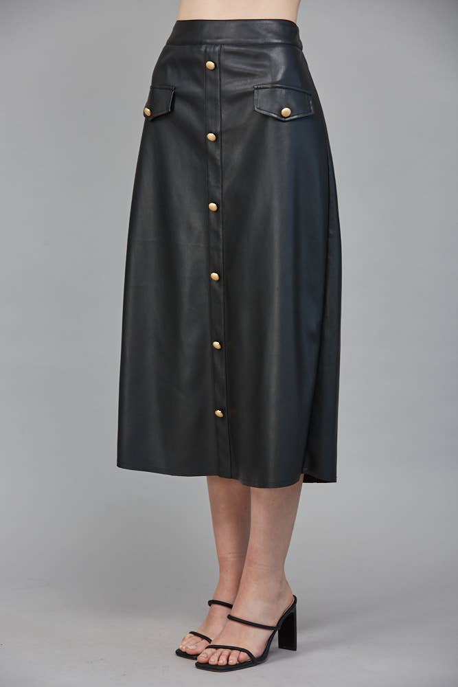 FAUX LEATHER SKIRT BLACK