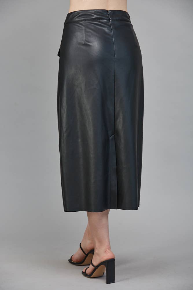 FAUX LEATHER SKIRT BLACK