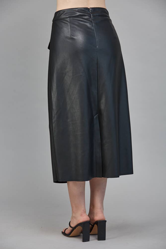 FAUX LEATHER SKIRT BLACK