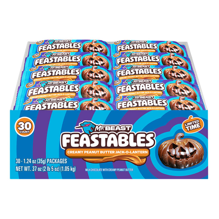 Feastables MrBeast Creamy Peanut Butter Jack O Lantern Chocolate - 30 Count
