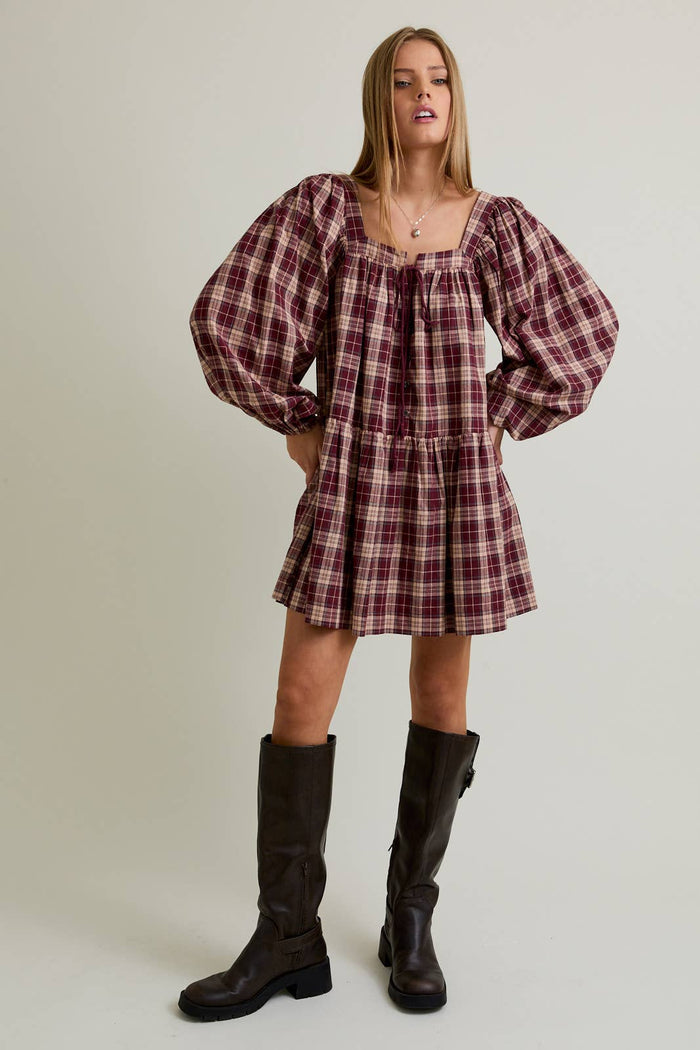 FLANNEL MINI DRESS