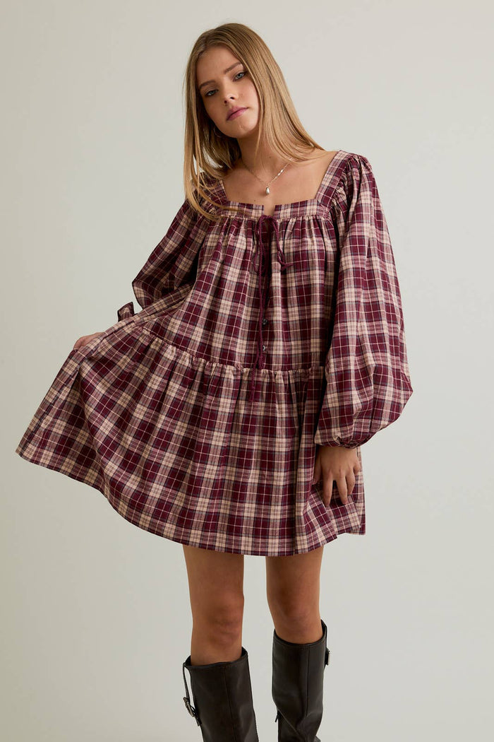 FLANNEL MINI DRESS