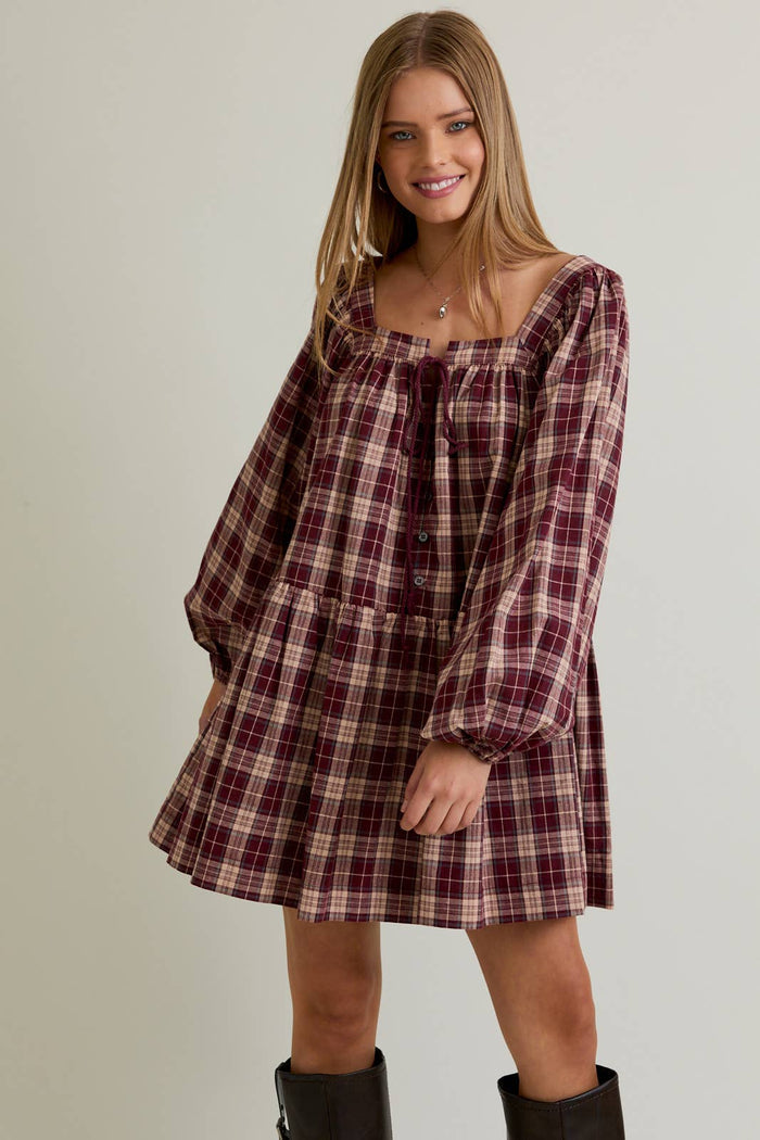 FLANNEL MINI DRESS