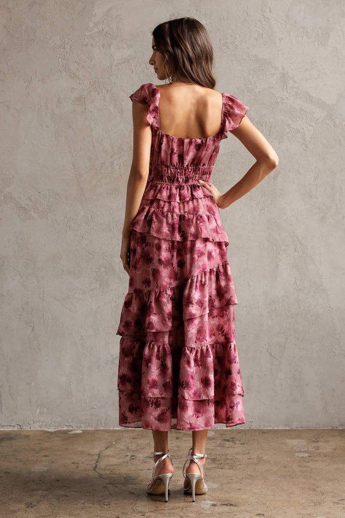 FLORAL RUFFLED TIERED DRESS