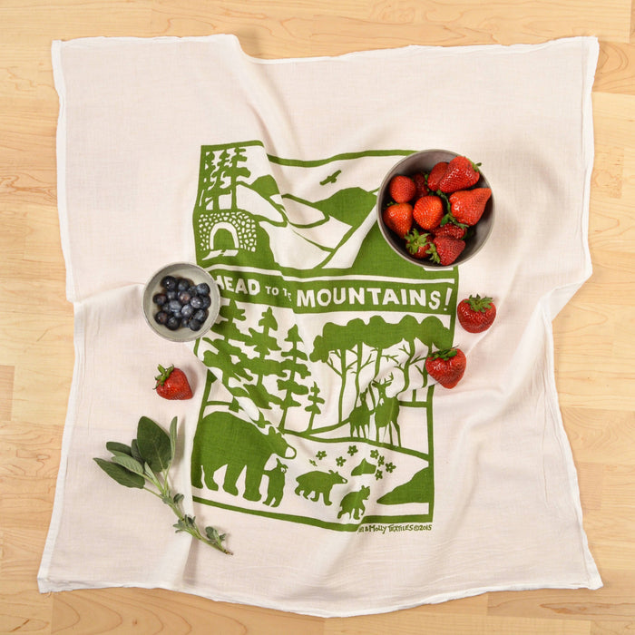 Flour Sack Dish Towel - Head to the Mountains