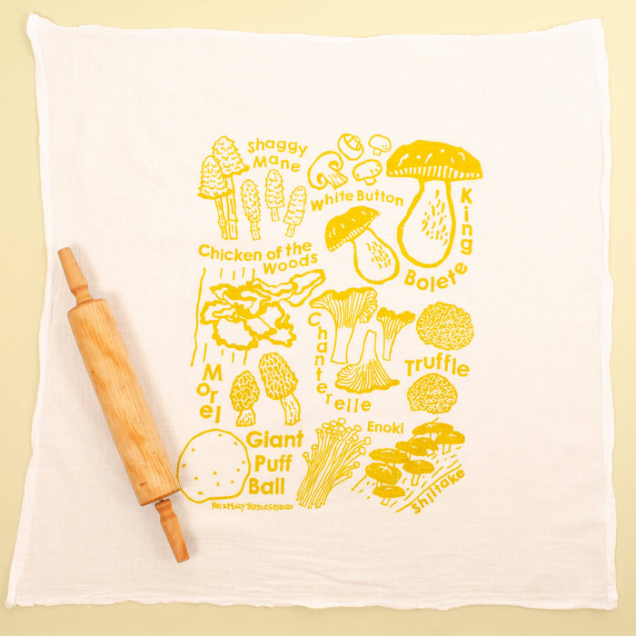 Flour Sack Dish Towel - Mushrooms