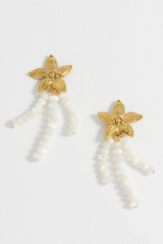 Flower Pearl Drop Earrings