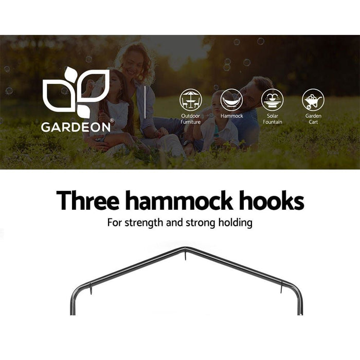 Gardeon Outdoor Hammock Chair with Stand Cotton Swing Relax Hanging 124CM Grey -Home Living Store - -