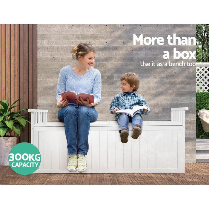 Gardeon Outdoor Storage Box Wooden Garden Bench 129cm Chest Tool Toy Sheds XL -Home Living Store - -