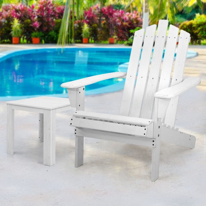 Gardeon Outdoor Sun Lounge Beach Chairs Table Setting Wooden Adirondack Patio Chair Lounges -Home Living Store - -