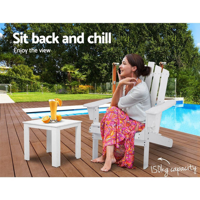 Gardeon Outdoor Sun Lounge Beach Chairs Table Setting Wooden Adirondack Patio Chair Lounges -Home Living Store - -