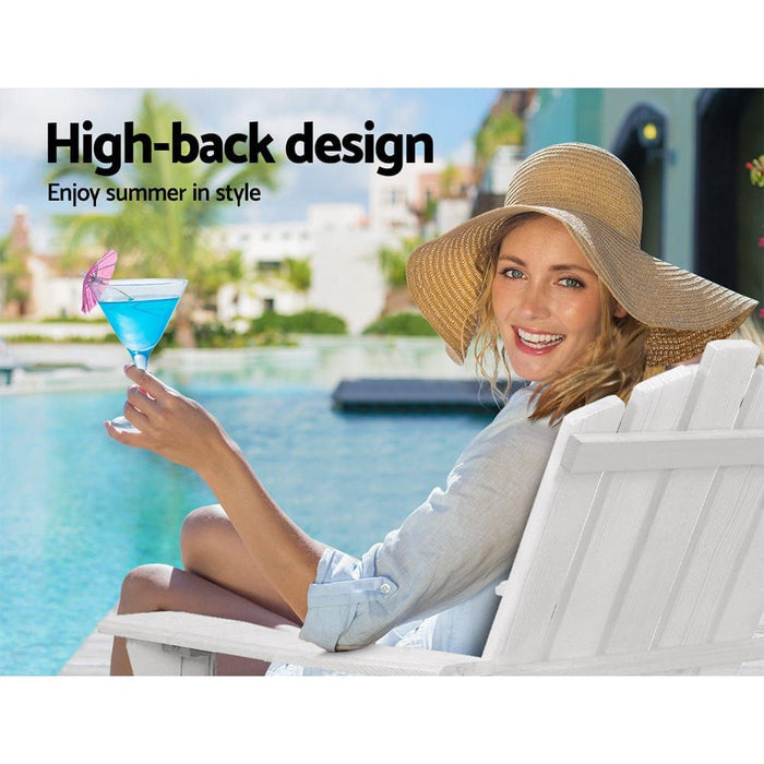 Gardeon Outdoor Sun Lounge Beach Chairs Table Setting Wooden Adirondack Patio Chair Lounges -Home Living Store - -