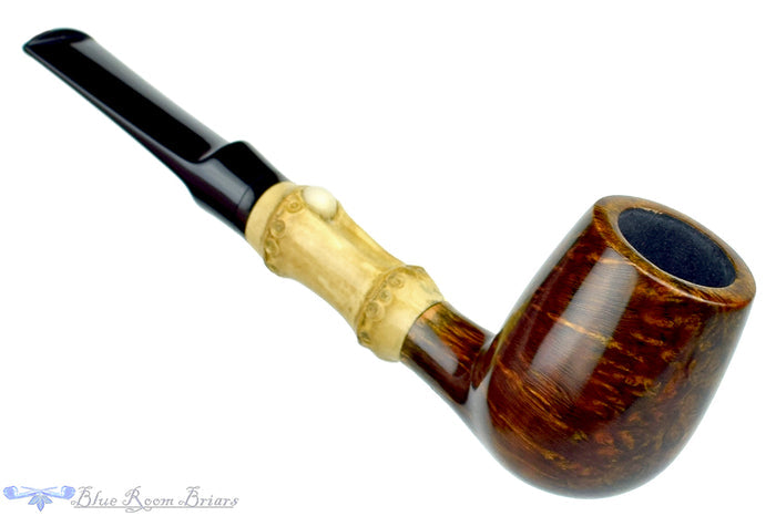 Blue Room Briars is proud to present this George Boyadjiev Pipe 111 B Grade Billiard with Bamboo
