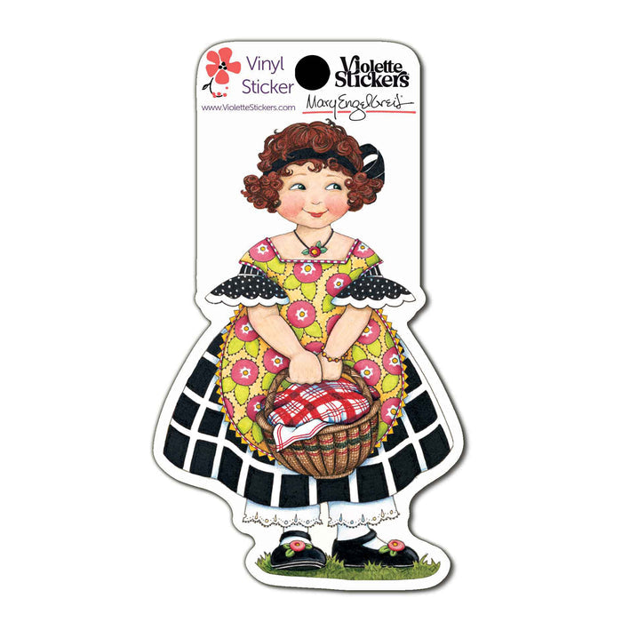 Girl with Basket Vinyl Sticker