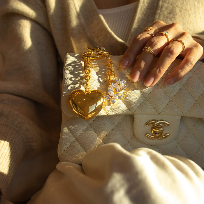 Golden Heart Bag Charm