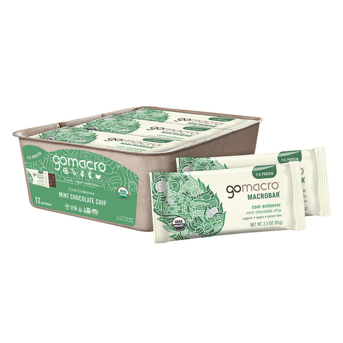 GoMacro Mint Chocolate Chip Protein Bars - 12 Count