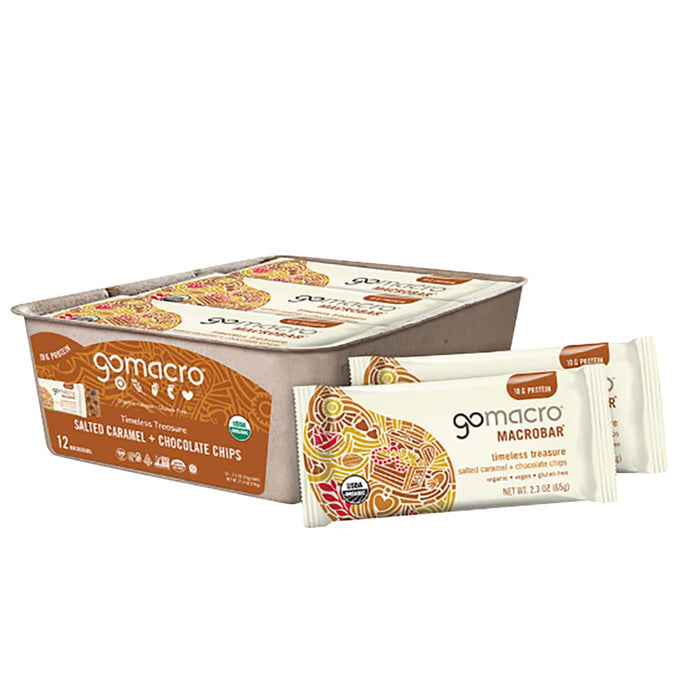 GoMacro Salted Caramel and Chocolate Chip Protein Bars - 12 Count
