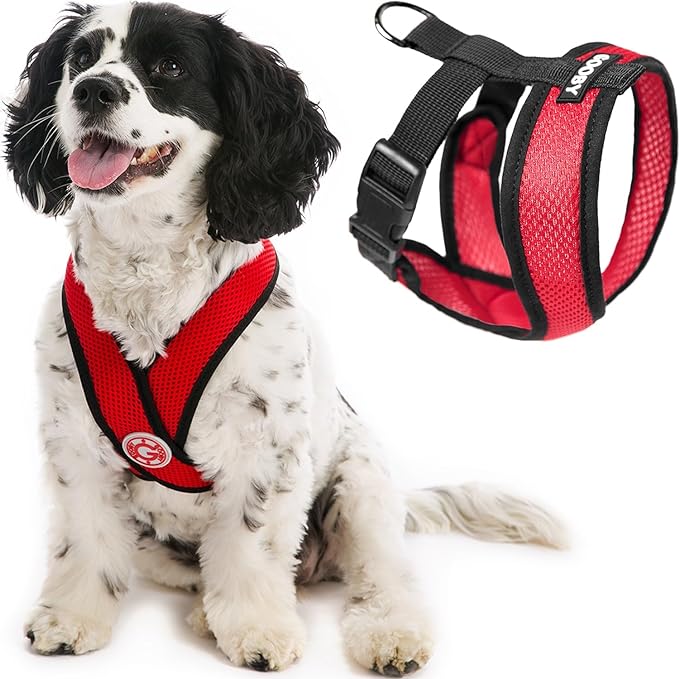 Gooby Comfort X Head in Harness - Red, Small - No Pull Small Dog Harness, Patented Choke-Free X Frame - Perfect on The Go Dog Harness for Medium Dogs No Pull or Small Dogs for Indoor and Outdoor Use