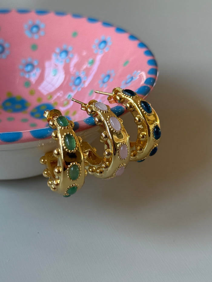 Elegant gold Cordelia hoop earrings with gemstones for stylish effortless everyday look