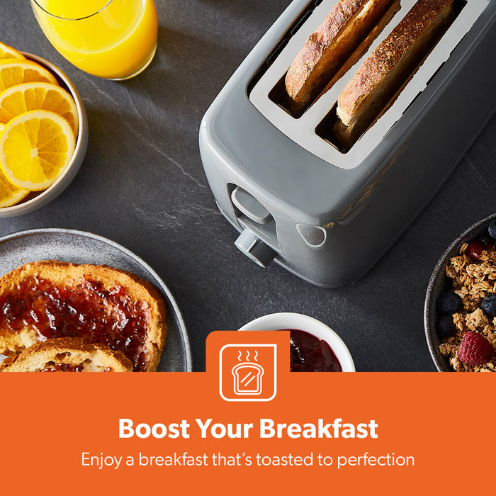 Grey 2-Slice Plastic Toaster With Crumb Tray