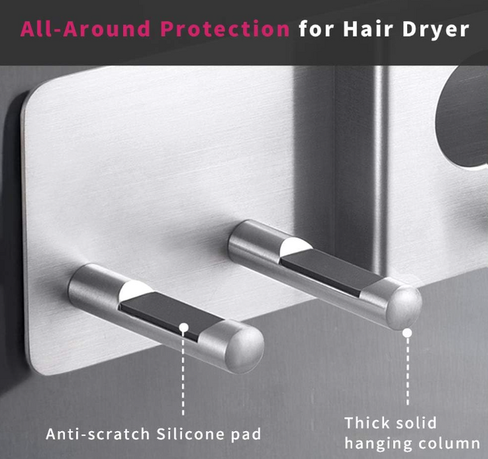Hair Dryer Holder for Dyson Supersonic Hair Dryer, for Dyson Airwrap Styler Organizer Storage Shelf 2in1 Wall Mounted Stand Fits Curler Diffuser Two Nozzles for Bathroom Bedroom Hair Salon Barbershop