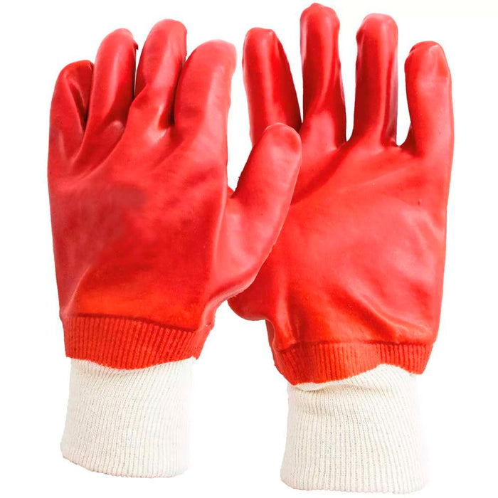 Hand Gloves Red PVC Dipped Gaunlet 10.5"