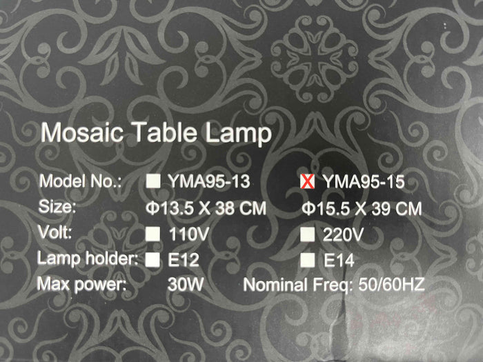 Handmade Mosaic Lamp 16x16x40cm