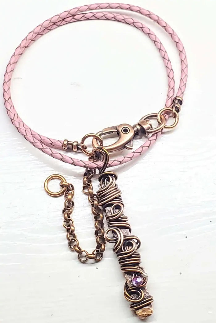 AMD1333Handmade Wire Sculpted Ribbon Pink Crystal Copper PendantNecklacesNecklace$ 61.00Alexa Martha Designs