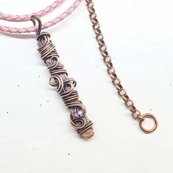 AMD1333Handmade Wire Sculpted Ribbon Pink Crystal Copper PendantNecklacesNecklace$ 61.00Alexa Martha Designs