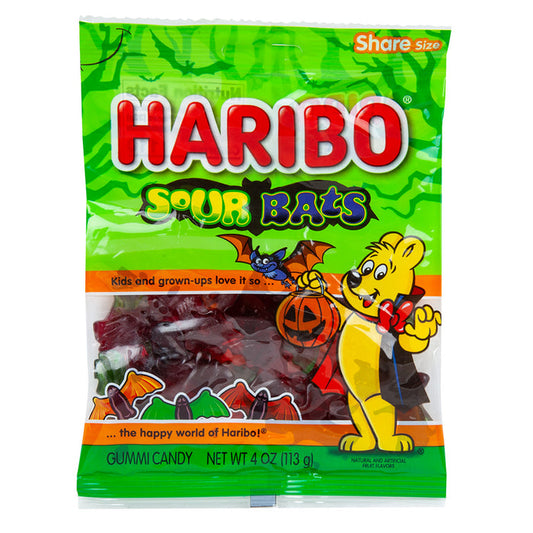 Haribo Sour Bats Gummy Candy Peg Bag - 12 Count